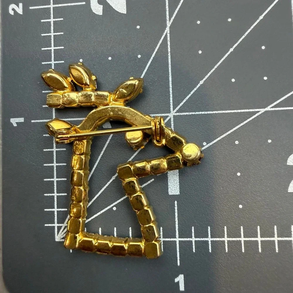 Christmas Reindeer Rhinestone Brooch Multi-Color Crystal Festive Gold Tone Pin